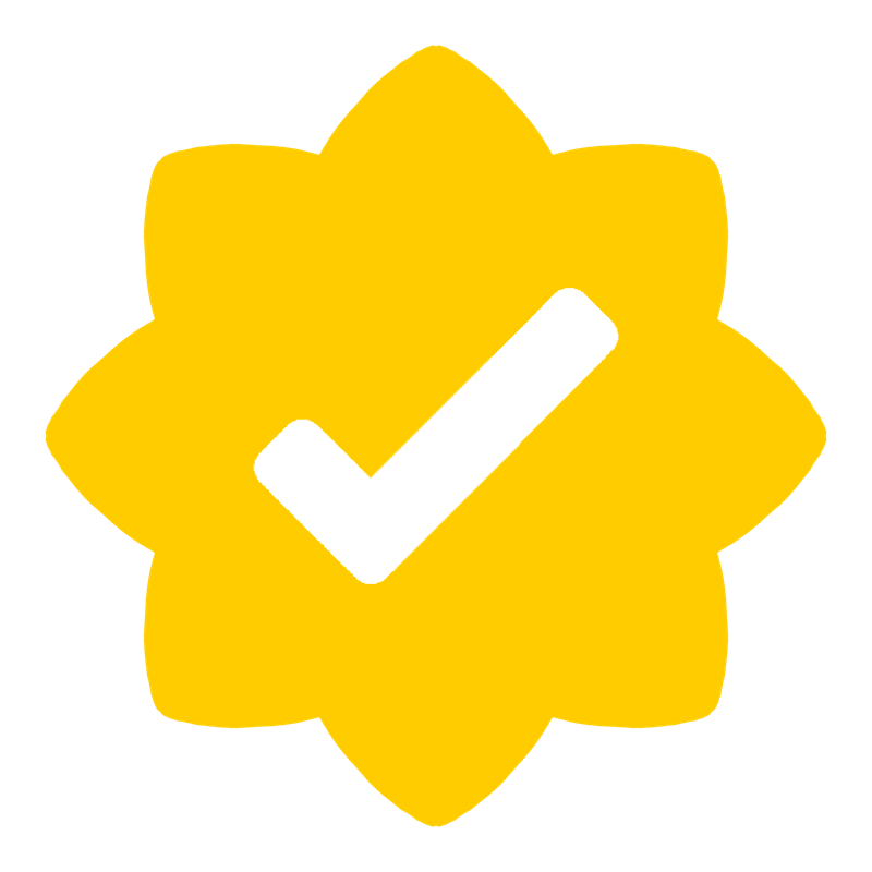 A prize ribbon with a check mark on it